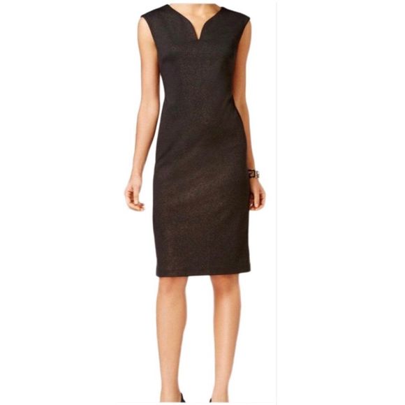 ECI NY BLACK AND GOLD SHEATH DRESS SZ 12 - Picture 1 of 9
